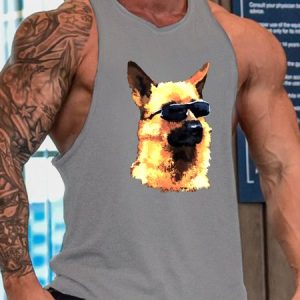 Cool German Shepherd With Glasses Dog Top, Tank Tops, Lilicloth.com