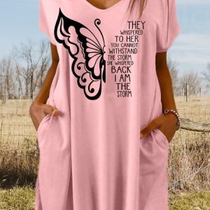 Women's They Whispered To Her Butterfly Casual Dress, Dresses, Lilicloth.com