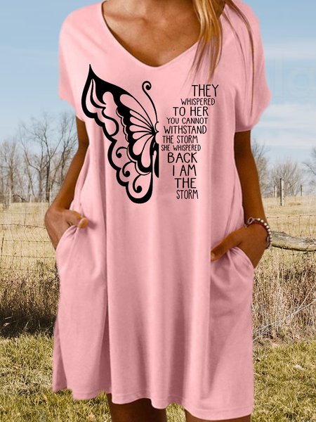 Women's They Whispered To Her Butterfly Casual Dress, Dresses, Lilicloth.com