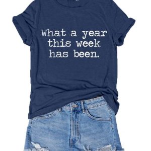 What A Year Letter Short Sleeve Casual Shift Women Tee, T-shirts, Lilicloth.com