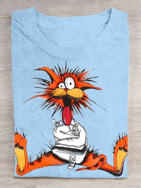 Cartoon Cotton-Blend Loose Casual T-Shirt, T-shirts, Lilicloth.com