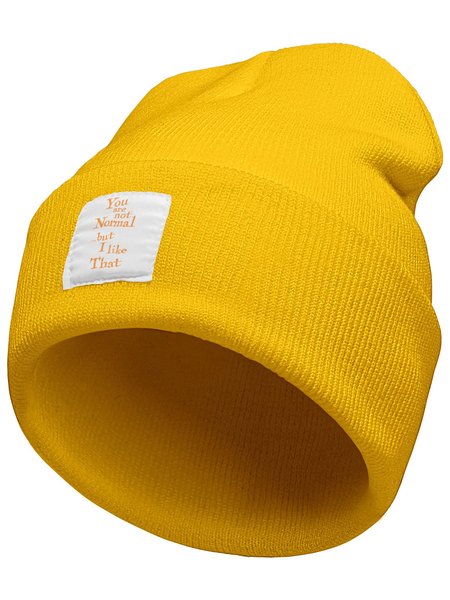 You Are Not Normal But I Like That Text Letter Beanie Hat, Hats, Lilicloth.com