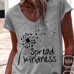 Spread Kindness V Neck Casual T-Shirt, T-shirts, Lilicloth.com