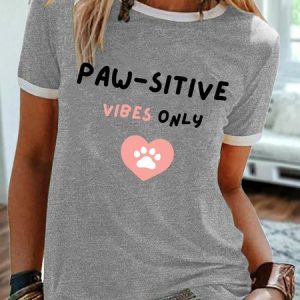 Lilicloth x Kat8lyst Paw-sitive Vibes Only Ringer Tee, T-shirts, Lilicloth.com