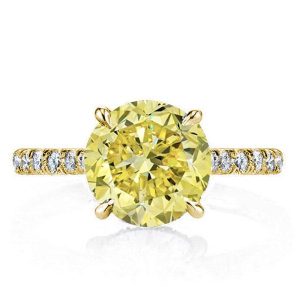 classic engagement rings - Classic U-Pave Round Cut Yellow Topaz Engagement Ring, Italo jewelry - Online Catalog
