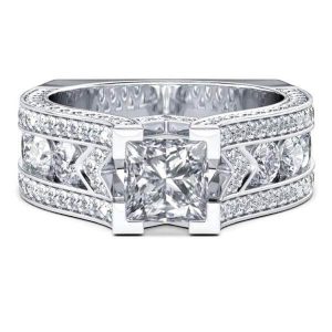 Unique rings - Cathedral Princess Cut Engagement Ring (2.46 CT. TW.), Italo jewelry - Online Catalog