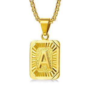 personalized necklaces - 14K Gold Plated Initials Pendant Necklace, Italo jewelry - Online Catalog