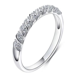 anniversary band - Italo Twist Created White Sapphire Wedding Band (0.10 CT. TW.), Italo jewelry - Online Catalog