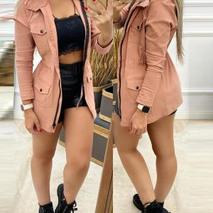 Pocket Zipper Design Drawstring Cargo Coat, women Jackets & Coats, ChicMe catalog