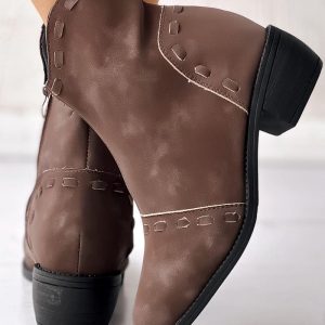 Almond Toe Chunky Heel Ankle Boots, women Boots, ChicMe catalog