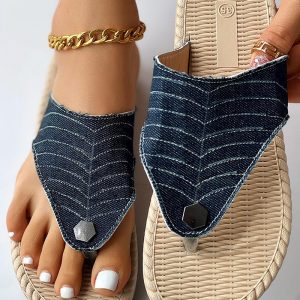 Quilted Toe Post Denim Summer Beach Flip Flops, women flips flops, ChicMe catalog
