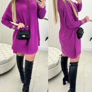 High Neck Batwing Sleeve Sweater Dress Knitted Casual Dress, women Sweaters & Cardigans, ChicMe catalog