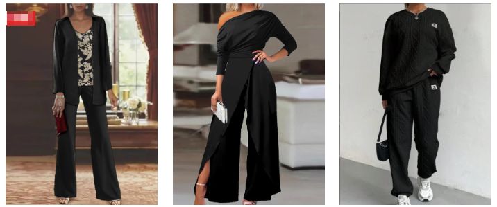 Women's Black Two-Piece Sets JustFashionNow Clothes Catalog