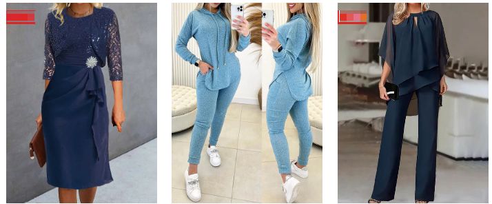 Women's Blue Two-Piece Sets JustFashionNow