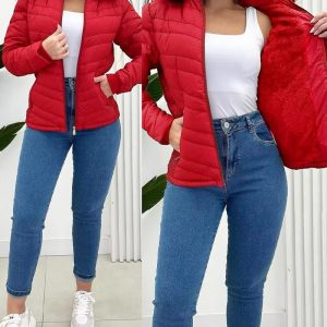 Zipper Pocket Design Shirred Fuzzy Trim Fleece Lined Hooded Puffer Jacket, women Jackets & Coats, ChicMe catalog
