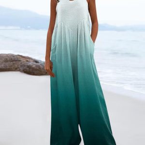 Ombre Pocket Button Design Ruched Jumpsuit, women Jumpsuits, ChicMe catalog