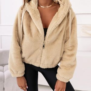 Fuzzy Zip Up Hoodie Jacket Fleece Thermal Winter Coats, women Jackets & Coats, ChicMe catalog