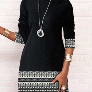 Geometric Print Long Sleeve Casual Dress, women Casual Dresses, ChicMe catalog