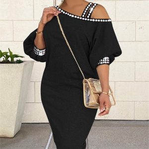 Rhinestone Decor Cold Shoulder Casual Dress, women Casual Dresses, ChicMe catalog