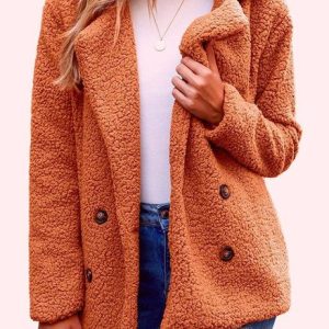 Women's Plain Flannel Jacket Heavyweight Loose Teddy Jacket, Coats, color:Caramel|size:5XL, catalog Noracora shop