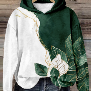 Women's Hoodie Leaf Zipper Casual Spring/Fall Long Sleeve Sweatshirt, JustFashionNow Sweatshirts & Hoodies, color:Green|size:4XL,