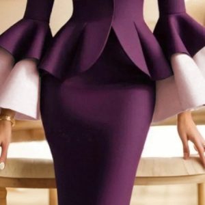Plain High Waist Urban Skirt, Skirts, color:Purple|size:XXL, Stylewe