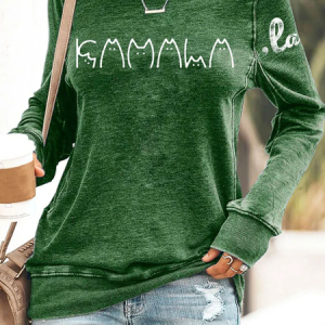 Women's La Print Casual Long Sleeve Casual Cotton-Blend Sweatshirt, Hoodies&Sweatshirts, Lilicloth.com