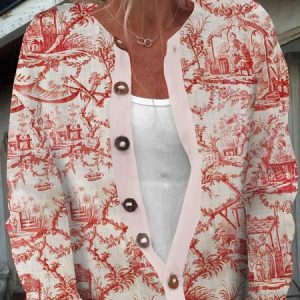 Loose Casual Landscape Print Cardigan, Cardigans, Lilicloth.com