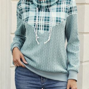 Casual Plaid Sweatshirt Zipper, Hoodies & Sweatshirts, color:Green|size:XXL, catalog Noracora shop