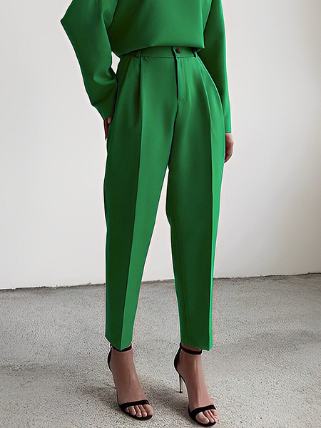 Urban Plain Regular Fit Pocket Stitching Pants, Pants, color:Green|size:XXL, Stylewe