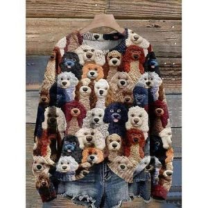 Women's Crew Neck Floral Zipper Casual Spring/Fall Long Sleeve Sweatshirt, JustFashionNow Sweatshirts & Hoodies, color:Multicolor|size:4XL,