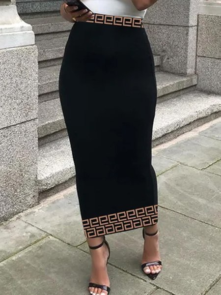 Printing Urban Ethnic Skirt, Skirts, color:Black|size:XXL, Stylewe