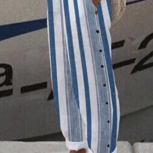 Casual Striped Long Pant, Pants, color:Blue|size:XXL, catalog Noracora shop
