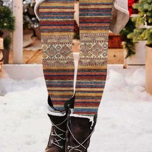 Women's Casual Christmas Jersey All Season Long Leggings, JustFashionNow Leggings, color:Multicolor|size:4XL,