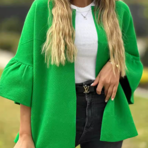 Women's Plain Regular Loose Jacket, Outerwear, color:Green|size:5XL, catalog Noracora shop