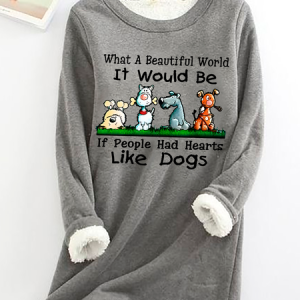 Dog Lovers Casual Fluff Fleece Fabric Sweatshirt, Hoodies&Sweatshirts, Lilicloth.com