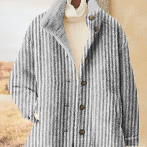 Women's Striped Thicken Loose Jacket, Outerwear, color:Gray|size:3XL, catalog Noracora shop