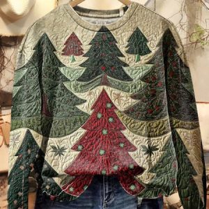 Casual Crew Neck Christmas Tree Art Print Sweatshirt, Hoodies & Sweatshirts, color:Multicolor|size:XXL, catalog Noracora shop