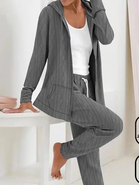 Women's Jersey Geometric Daily Going Out Two Piece Set Long Sleeve Casual Spring/Fall Top With Pants Matching Set, JustFashionNow Suit Set, color:Gray|size:XXL,