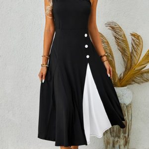 Casual Short Sleeve Knit Dress, Midi, color:Black|size:XXL, catalog Noracora shop