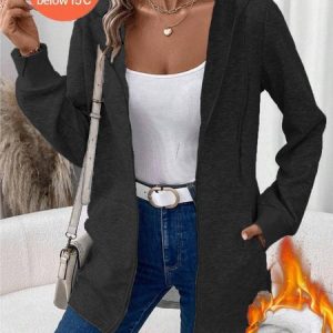 Women's Plain Thicken Loose Jacket, Outerwear, color:Deep Gray|size:3XL, catalog Noracora shop