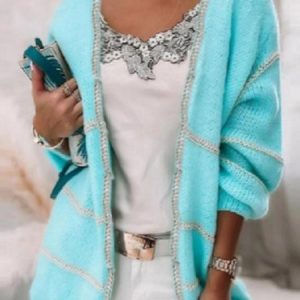 Women Wool/Knitting Plain Long Sleeve Comfy Casual Cardigan, Sweaters, color:Green|size:XL, catalog Noracora shop