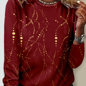Women's Long Sleeve Blouse Spring/Fall 3D Printing Crew Neck Daily Going Out Casual Top, JustFashionNow Shirts, color:Red|size:4XL,