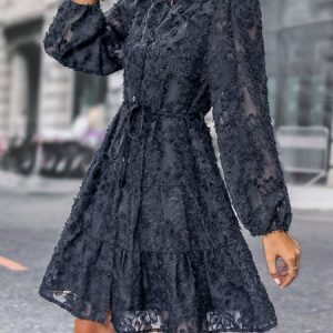 Women Plain Crew Neck Long Sleeve Comfy Casual Mini Dress, Dresses, color:Purplish blue|size:XL, catalog Noracora shop