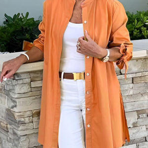 Women's Plain Regular Loose Jacket, Outerwear, color:Orange|size:3XL, catalog Noracora shop