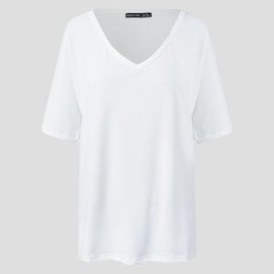 Women Summer V neck Loose T Shirt Top, T-shirts, color:White|size:4XL, catalog Noracora shop