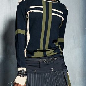 Crew Neck Casual Color Block Loose Sweater, Pullovers, color:As Picture|size:XXL, Stylewe