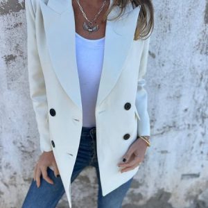 Women's Plain Thicken Loose Jacket, Outerwear, color:Ivory|size:3XL, catalog Noracora shop