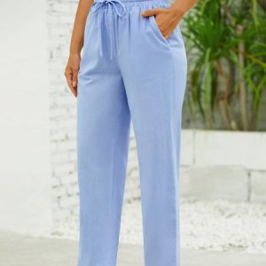 Loose Drawstring Casual Casual Pants, Pants, color:Blue|size:XS, catalog Noracora shop