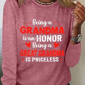 Being A Grandma Is An Honor Being A Great Grandma Is Priceless Casual Long Sleeve Shirt, Long sleeves, Lilicloth.com